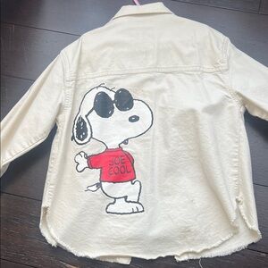 Zara Cream Shirt with Snoopy Pocket
